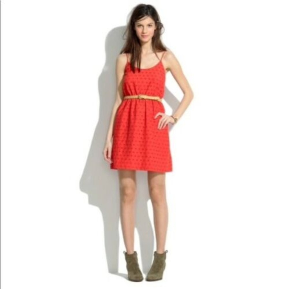 MADEWELL Eyelet Perforated Cotton Strappy Dress